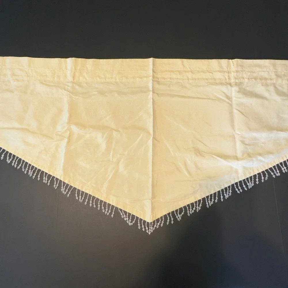 Champagne Silk Blend Beaded Fringe Pointed Window Valance 38